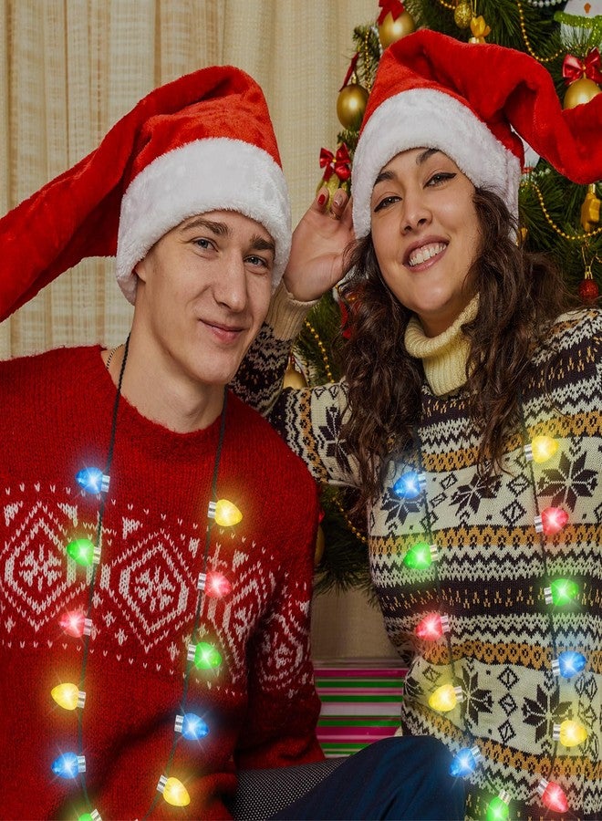 Traplace 4 PCS Christmas Party Favors, 3 Modes Light Up Christmas Necklace with 12 Glow Bulbs, LED Christmas Light Necklace, Colorful Xmas Bulb Necklaces Decor for Ugly Sweater New Year Family Party Supplies - Image 5